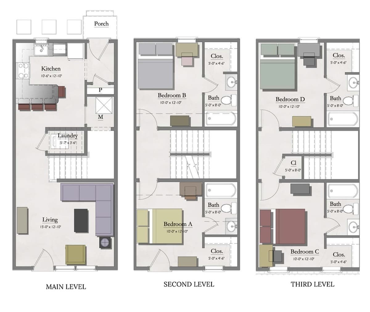 4 Townhome Upper Deck & Location Premium Floor plan